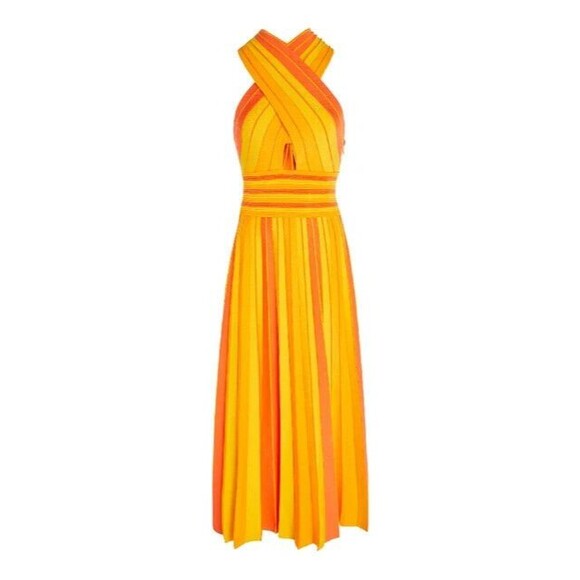 NWT. $2690 CAROLINA HERRERA Stretch-knit Halterneck Dress Sz M - Picture 6 of 11